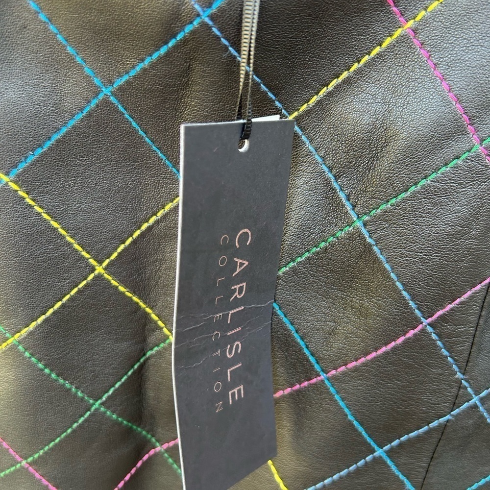 NWT Carlisle Collection Libby Leather Skirt Size 12 Career Wear Officecore Rock - Picture 3 of 6